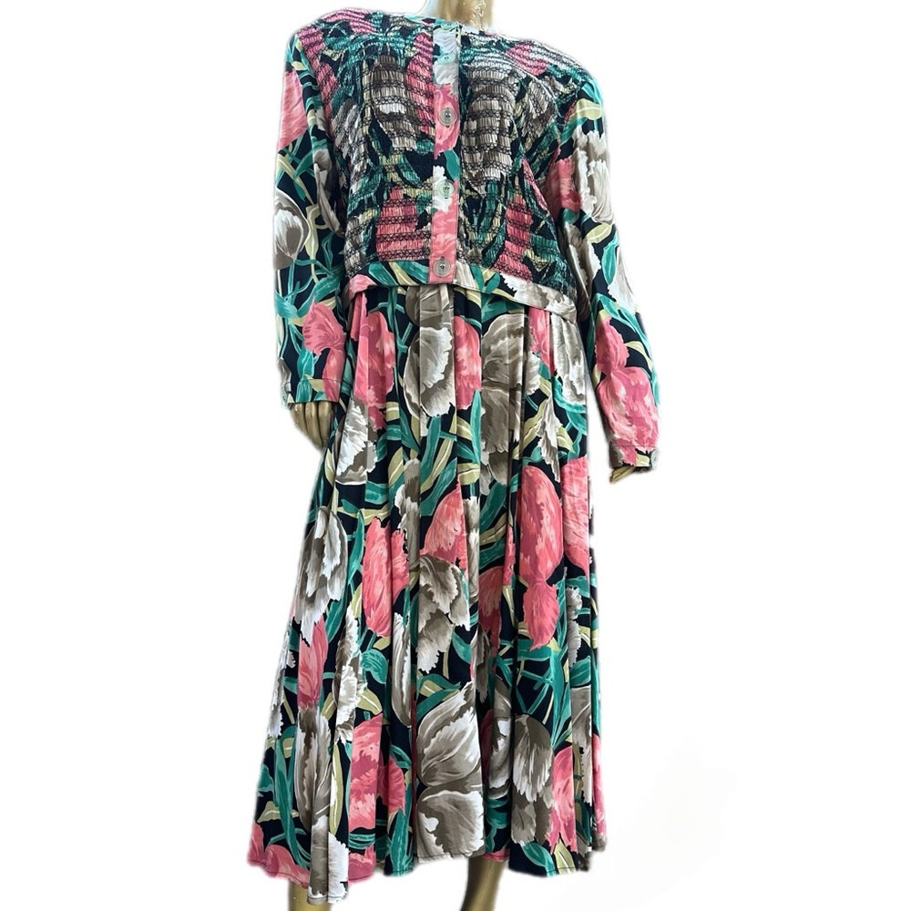 Vintage Carole Little for Saint Tropez floral & leaf print 2-piece skirt set 10